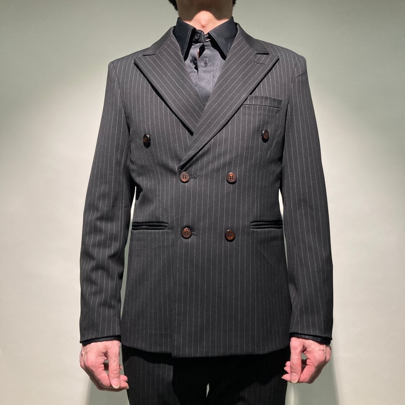 ピークドラペルストライプ2Pダブルスーツ(ブラック) | HOS NOW