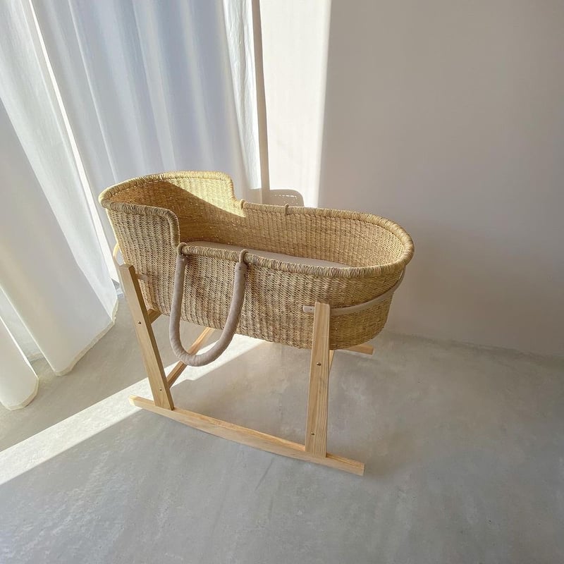 Moses Basket [ Hooded / Natural+Beige ] / Hippo