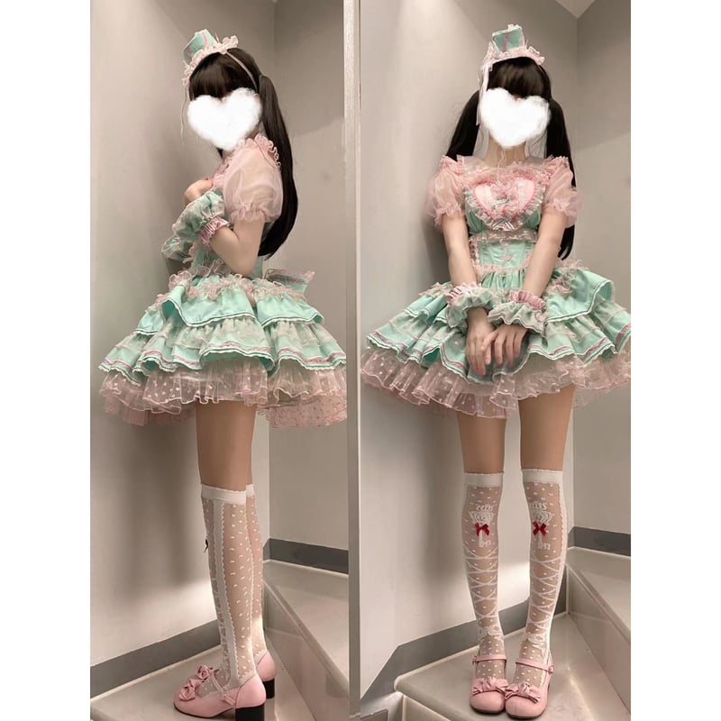 Fancy color ショート丈ジャンパースカート ミント／select | tulle