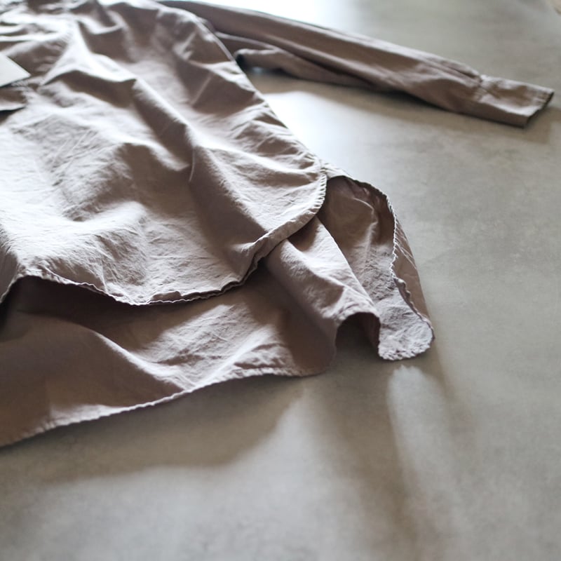 ガーメントダイオーガニックコットンポプリンタキシードロングシャツ