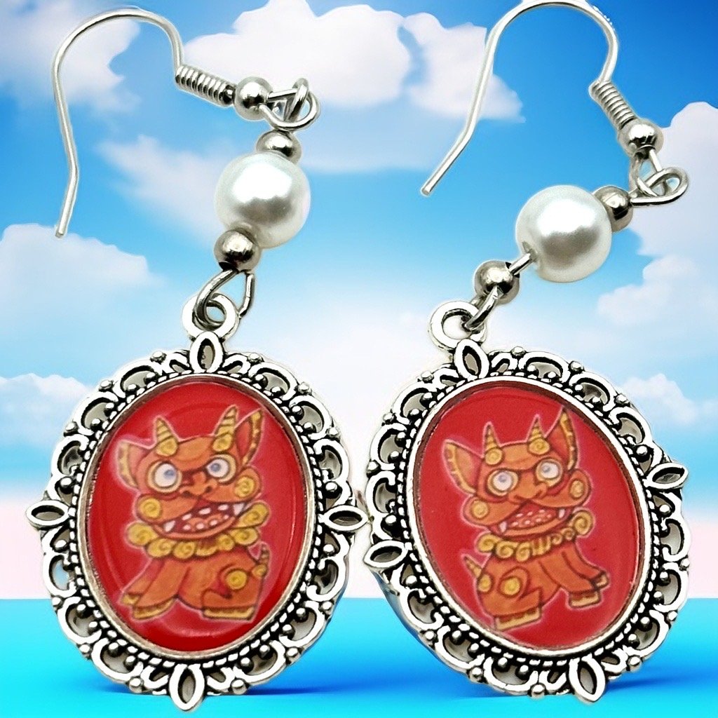 沖縄シリーズ 現代画家ザビちゃんコラボ《シーサー》ピアス