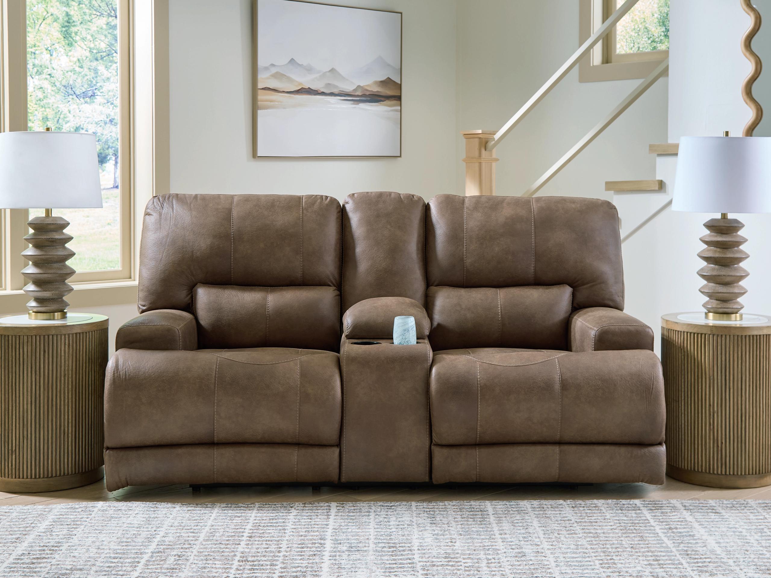 ASHLEY FURNITURE Time-piece Power Reclining Loveseat With Console