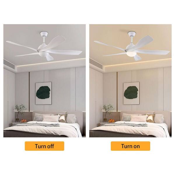 OUKANING 52 in. Indoor White Modern 6-Speed Reversible Standard