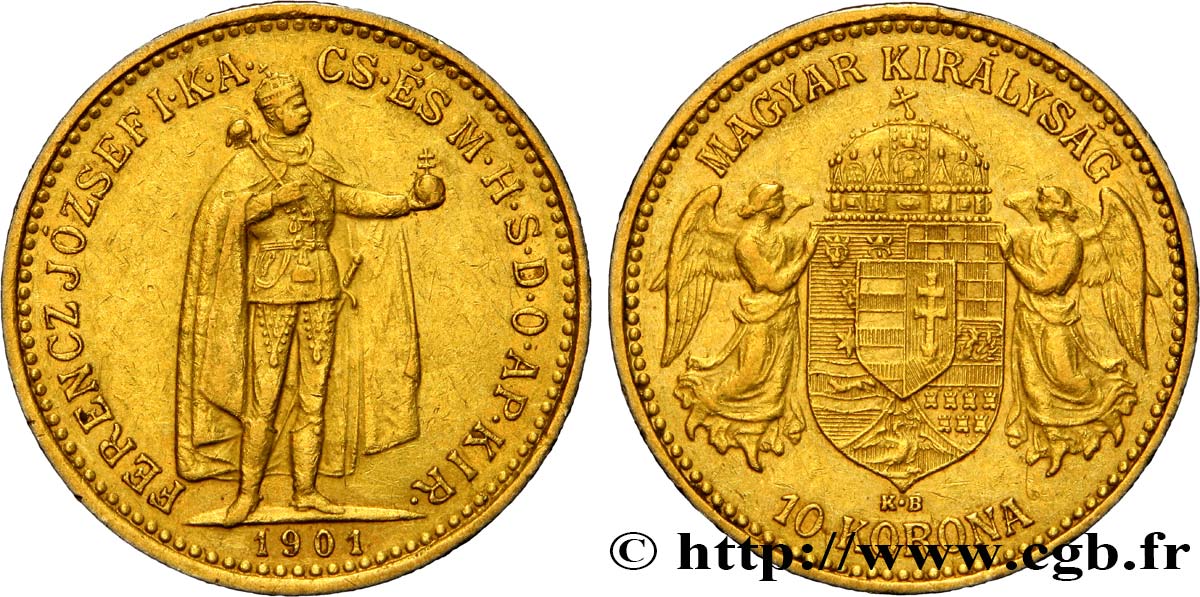 HUNGARY 10 Korona François-Joseph Ier 1901 Kremnitz fwo_397680