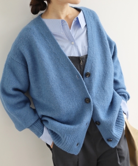 WEB限定アイテム》ウォッシャブルVネックワイドカーディガン/le.coeur