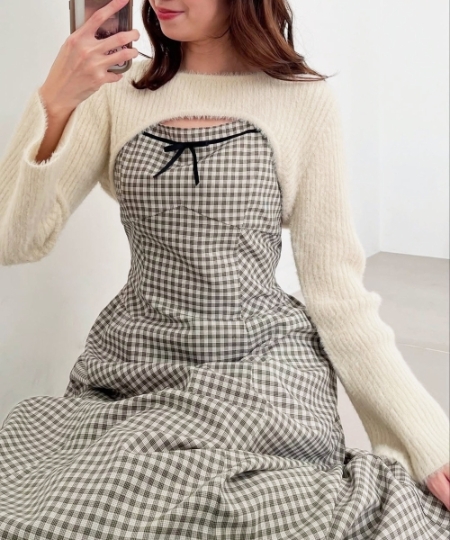 デコルテオープンニットセットワンピース/MAJESTIC LEGON