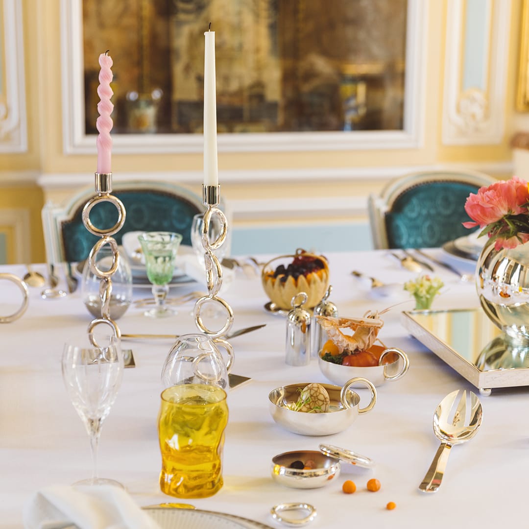 Set of 4 knife / chopstick rests Vertigo Silver plated