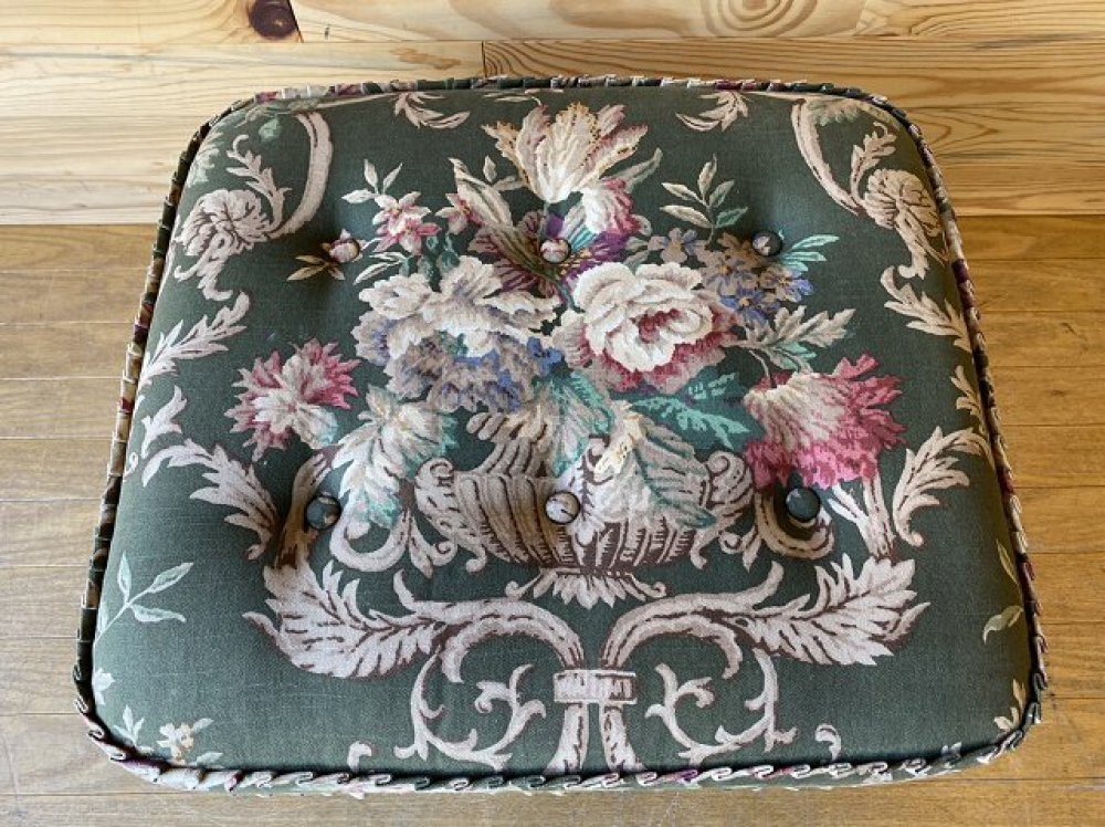 ◎オールドカリモク/スツール/オットマン/コロニアル/チェア/花柄