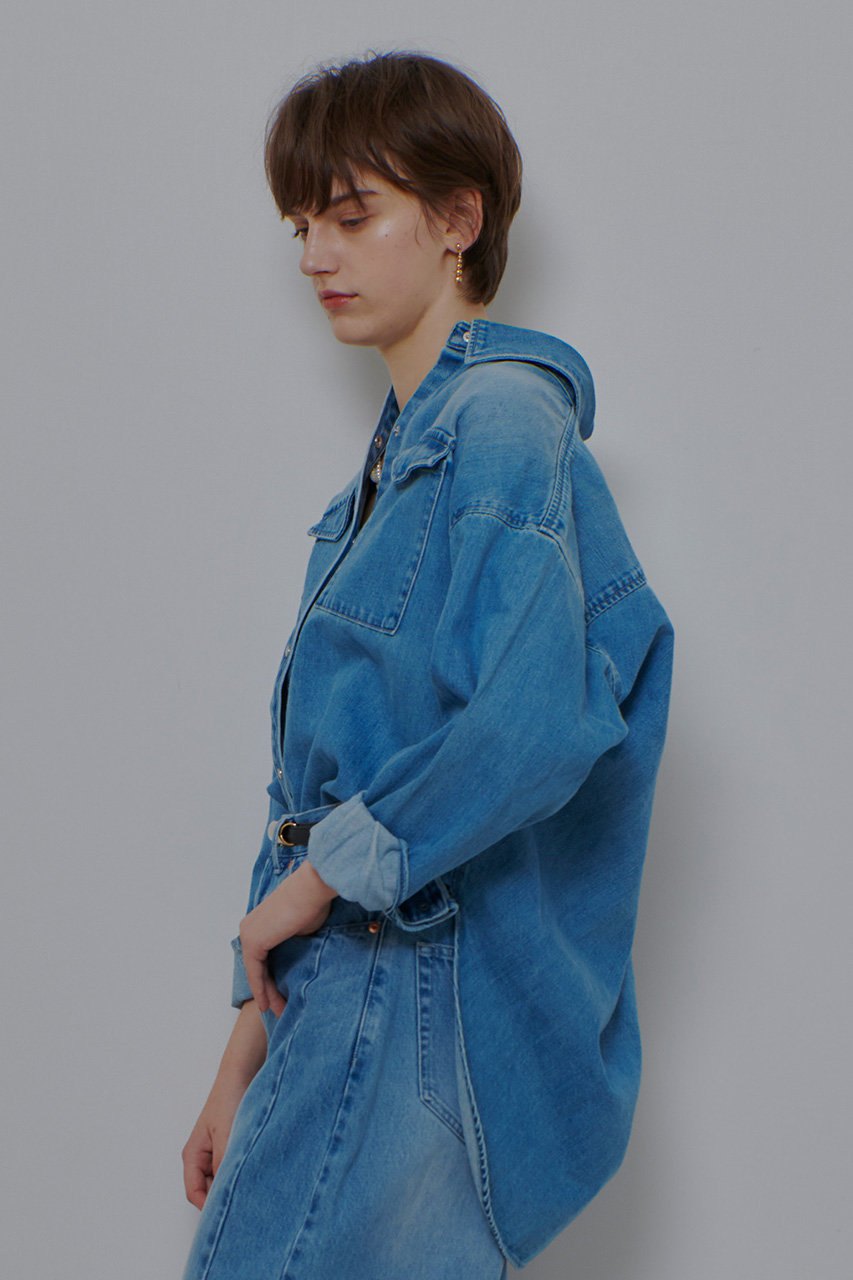 allureville(アルアバイル)｜バックレイヤードデニムシャツ/ブルー の