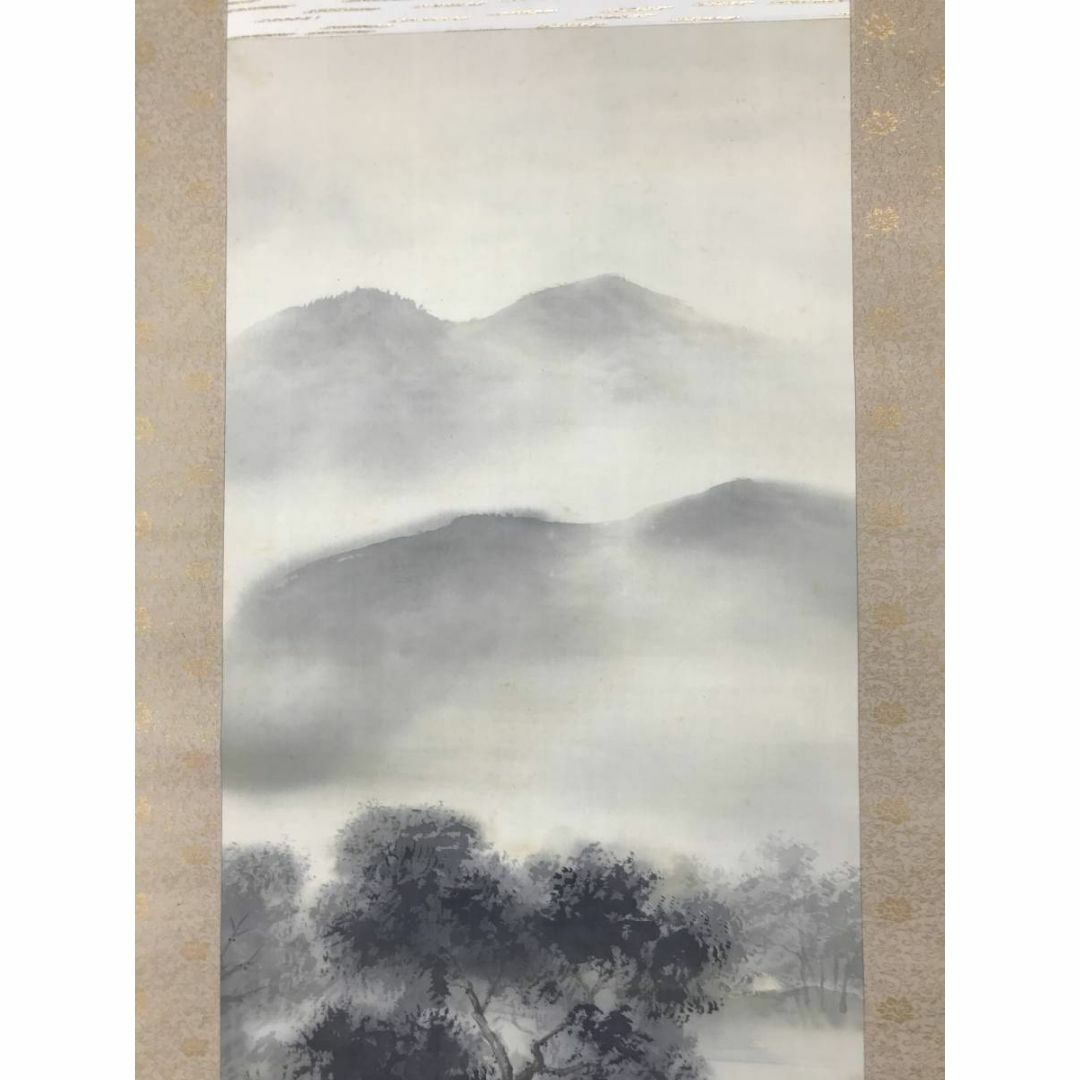 真作】関晴風/山湖春景図/湖畔漁舟図/山水図/掛軸/名家伝来/AD-371