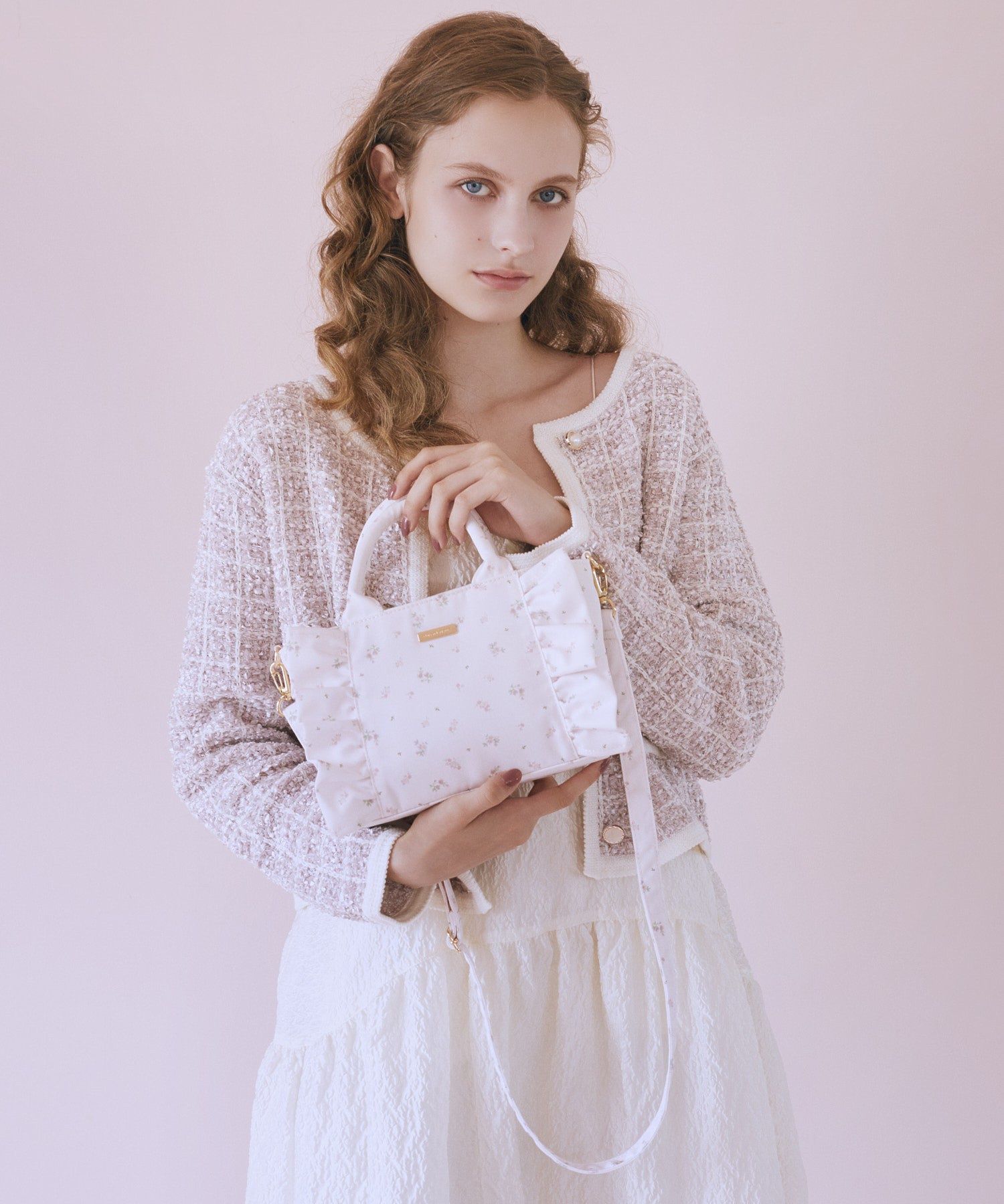 ピンクマニアフラワープリントフリル2Wayトート/Maison de FLEUR