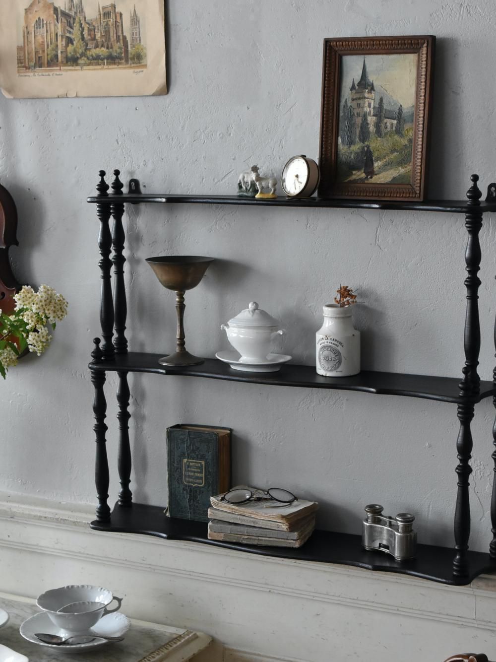 フランスアンティーク家具 3段ウォールシェルフ.9 フレンチシェルフ