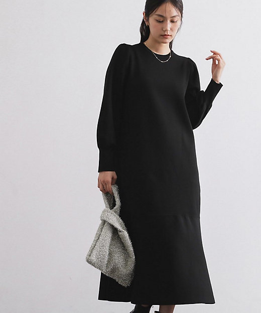 裾フレアニットワンピース【洗濯機OK／抗ピル