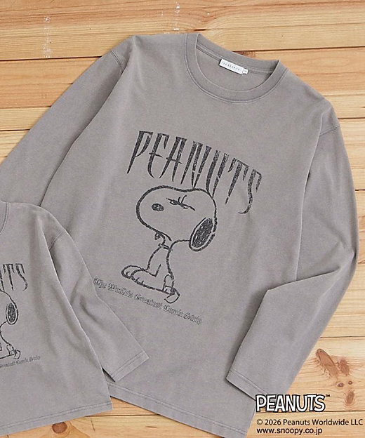 PEANUTS ／ ピーナッツ スヌーピー ヴィンテージ風プリント長袖