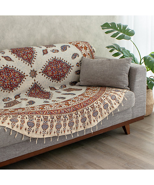 ☆手染めペルシャ更紗（マルチカバー）180cm円形 3 | 三越伊勢丹