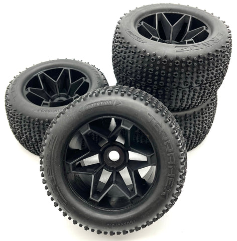 Savage X 4.6 GT-6 TIRES & WHEELS (4) Stealth Black tyres 17mm hex