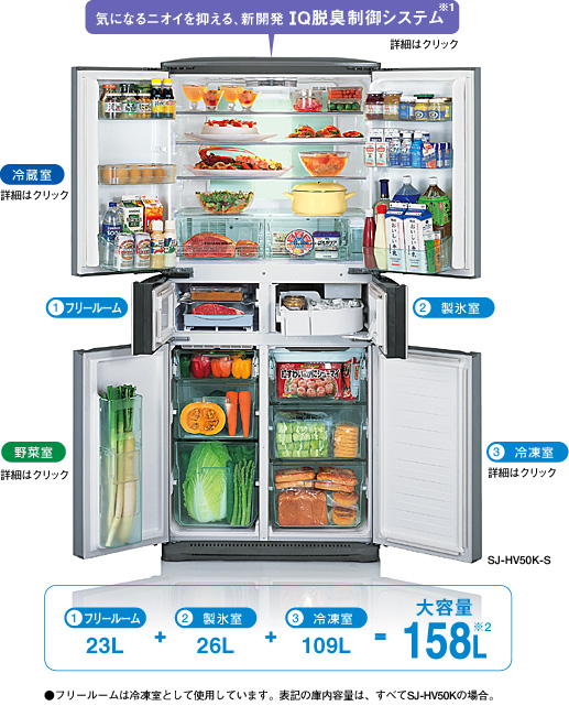 500Lクラスで冷凍室容量業界 No.1（158L）。シャープだから