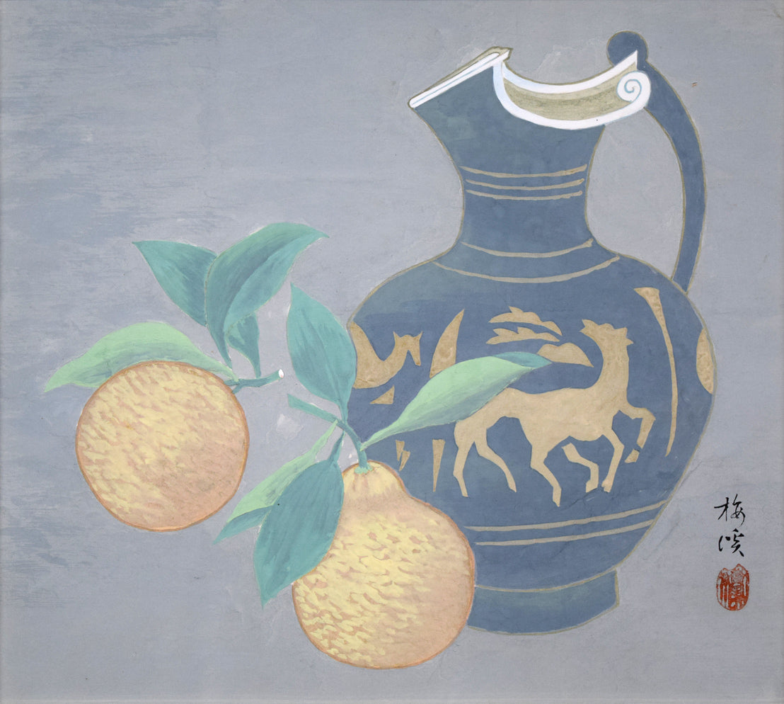 石原梅渓「静物画」日本画・8号 絵画買取・販売の小竹美術
