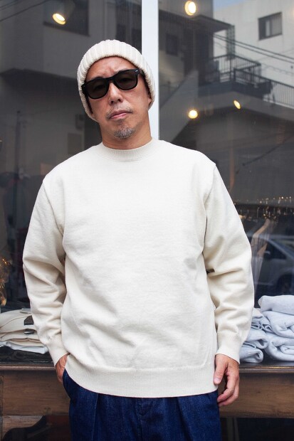 YONETOMI RIGID CASHMERE SWEATER CREW NECK PULLOVER [Lampa]