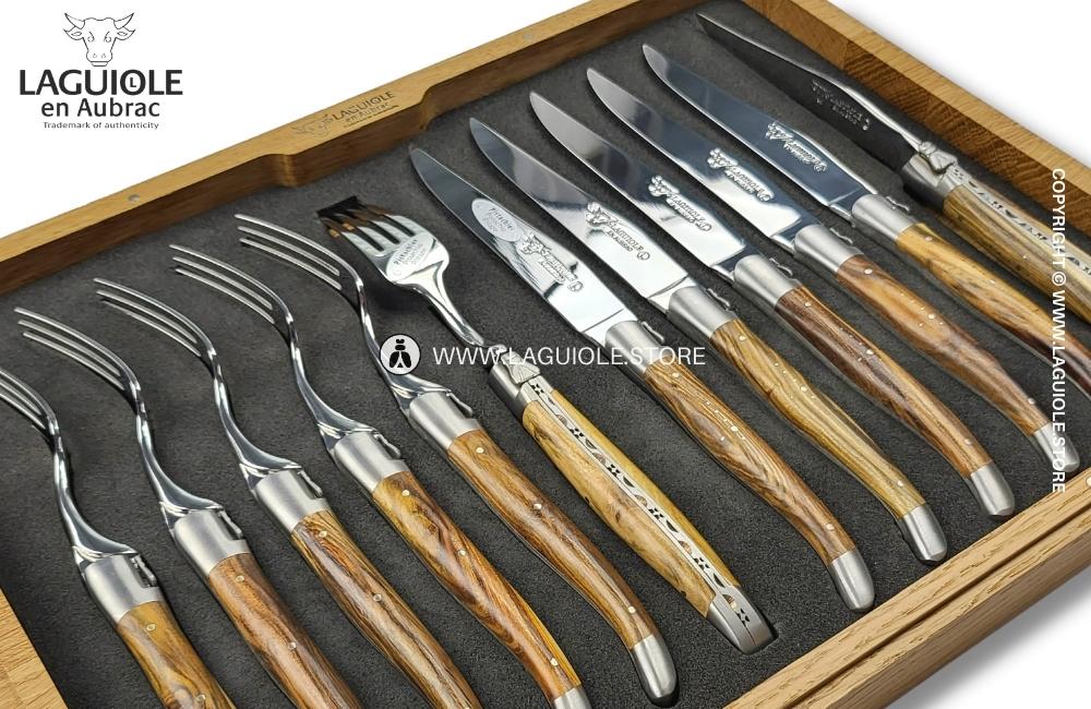 Laguiole en Aubrac 12 piece Cutlery Set Pistachio wood handle