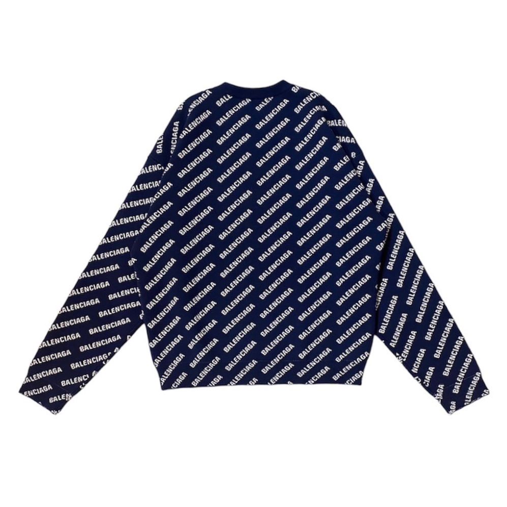 BALENCIAGA - バレンシアガロゴ総柄ニット / メンズ / ネイビー