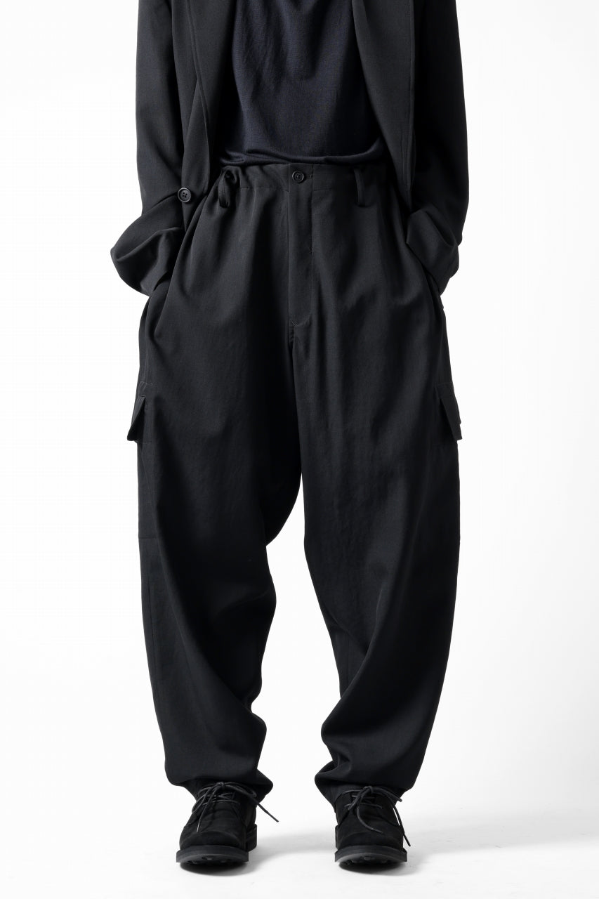 Y's for men SIDE TUCK CARGO POCKET PANTS / WRINKLED GABARDINE