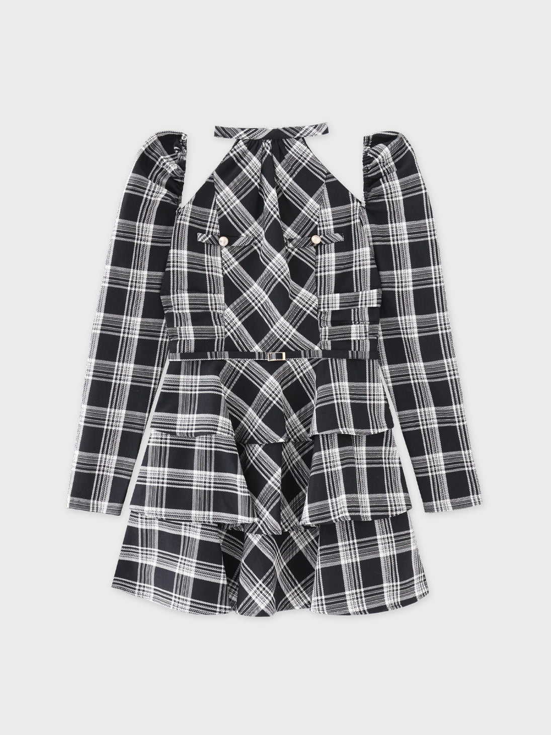 Sleeve halter check mini onepiece(eme10830) – M me eme