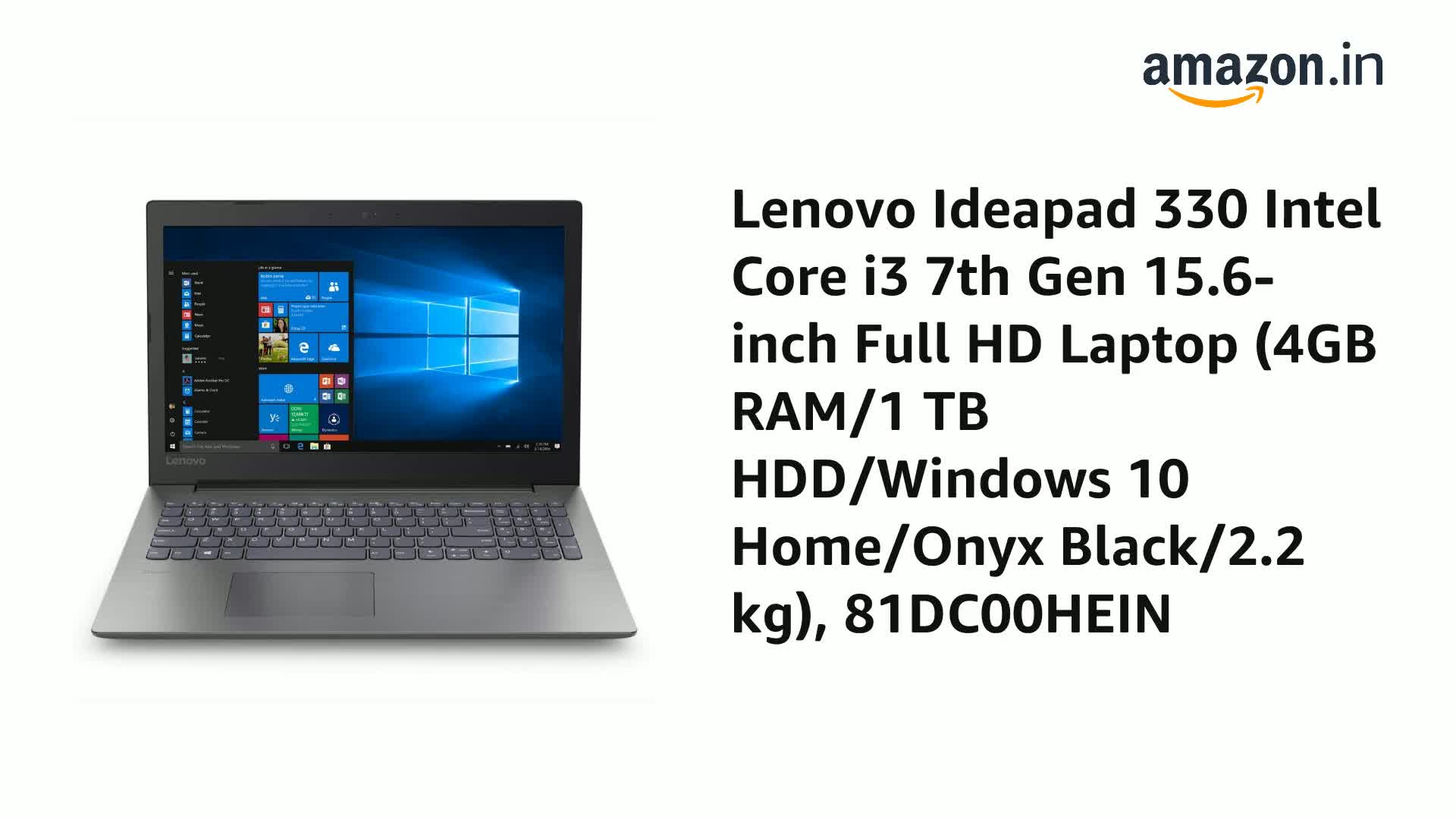 Lenovo Ideapad 330 Intel Core i3 7th Gen 15.6-inch Full HD Laptop