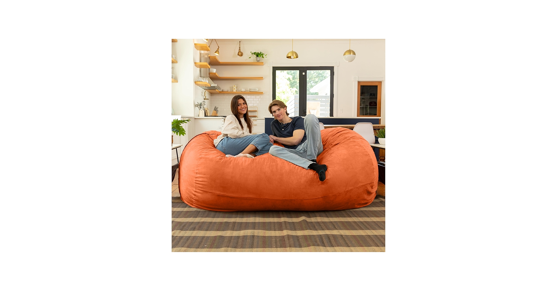 Amazon.com: Jaxx 7 Foot Giant Bean Bag Sofa, Mandarin : Home & Kitchen