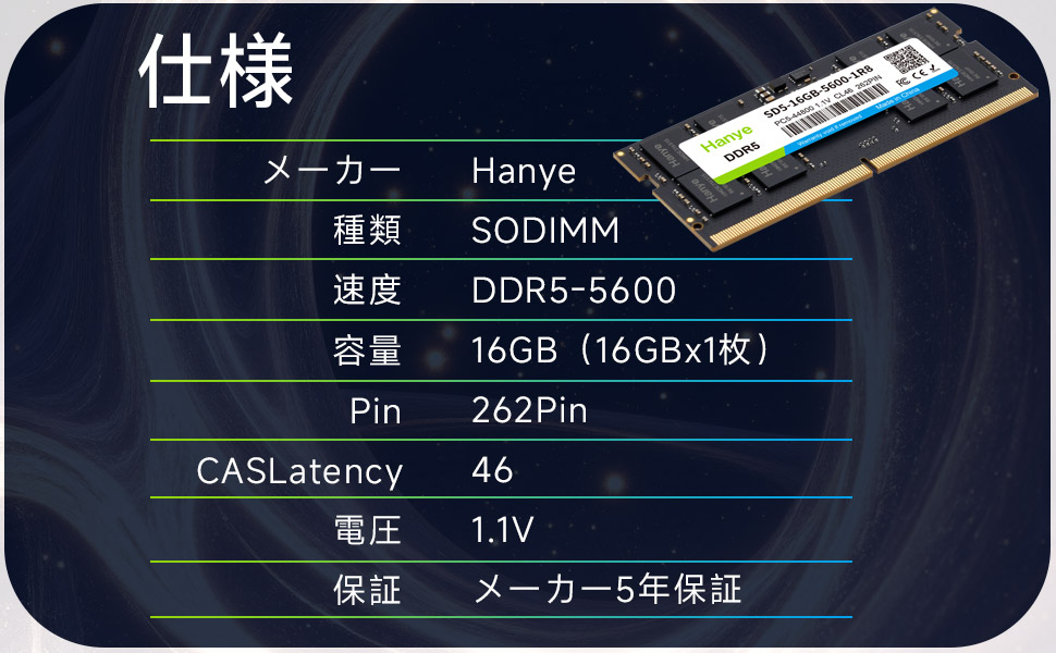 Amazon.co.jp|ノートPC用メモリ PC5-44800(DDR5-5600) 16GB SODIMM