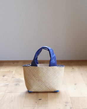 warang wayan ワランワヤン｜FUTO 四角 ラタン革手バスケット ブラック S