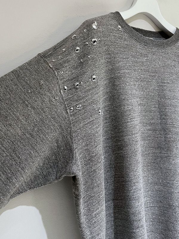 UNUSED（アンユーズド） ダメージスウェットシャツ グレー - margin