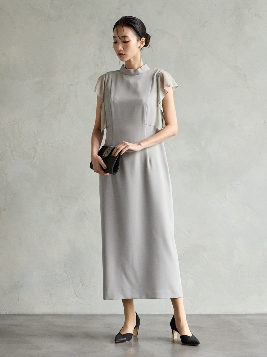 ラッフルスリーブタイトラインドレス(M ライトグレー): AIMER | エメ