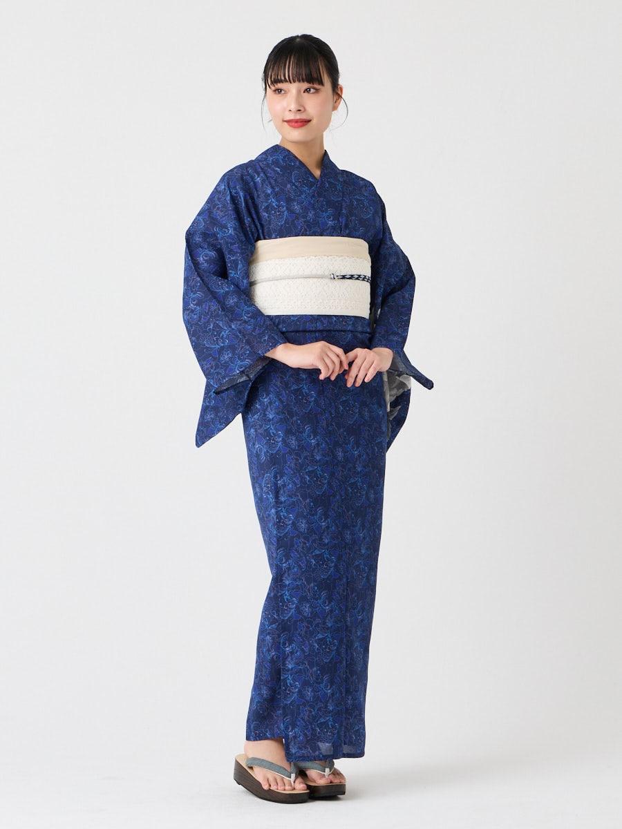 浴衣単品「 更紗牡丹 」(FREE ダークレッド): ふりふ ｜ミマツグループ