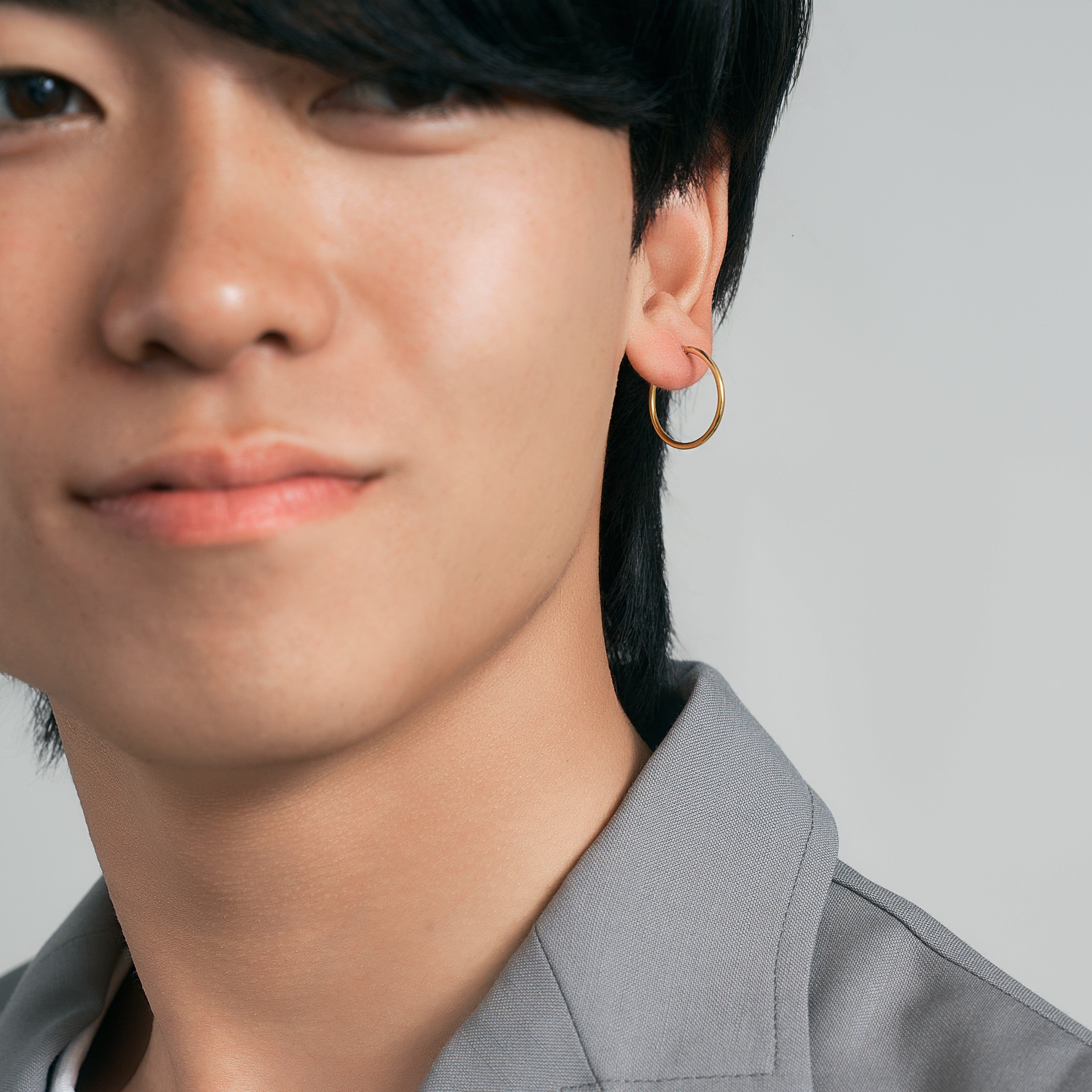 K18 フープピアス（Mサイズ-細）- me.（エムイードット）