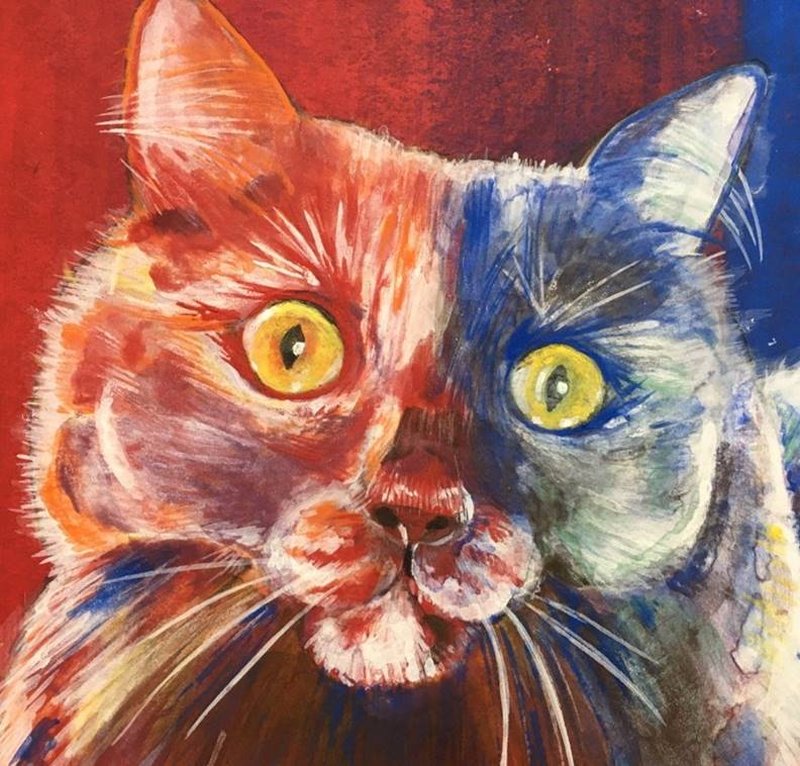 日本画コースの藤田会員様作品「猫」 ｜ 東京新宿のメッツ絵画教室