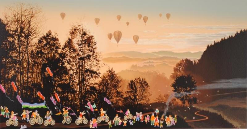 ヒロ・ヤマガタがシルクスクリーンの版画で制作したインテリアの絵画