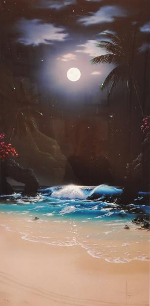 ジョン・アルホーグがミクストメディアの版画で制作した海の絵画