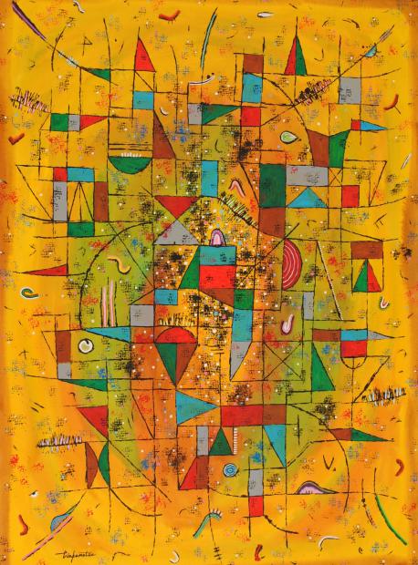 絵画の水彩画で若松愛子が描いた抽象画「works L-4」を通販で販売