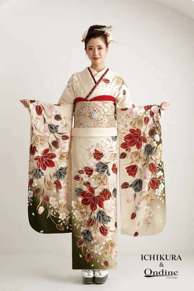 振袖専門店 一蔵の振袖 /ベージュ色/その他色/キュート/花柄/ E-1097