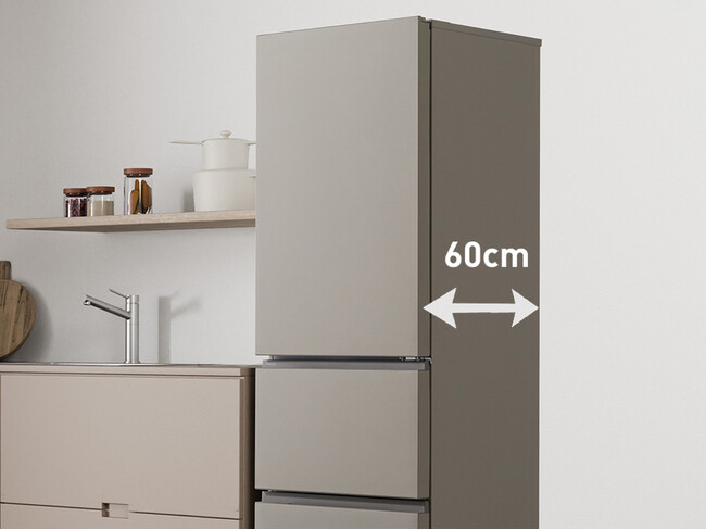 301～400 Lクラスで業界トップクラスの奥行60 cmを実現した冷凍冷蔵庫