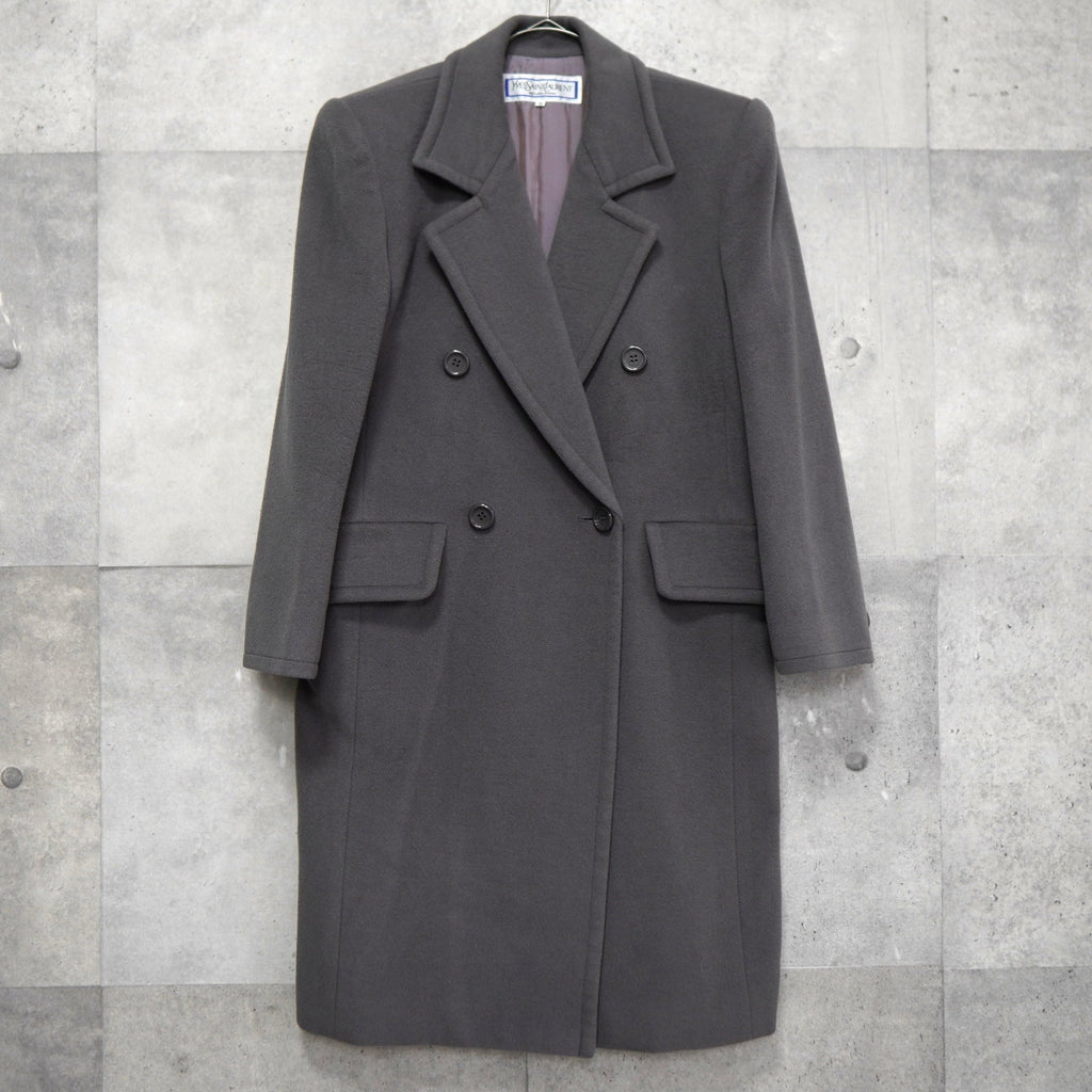 イヴ サンローラン ヴィンテージ YSLロゴ ダブル チェスターコート