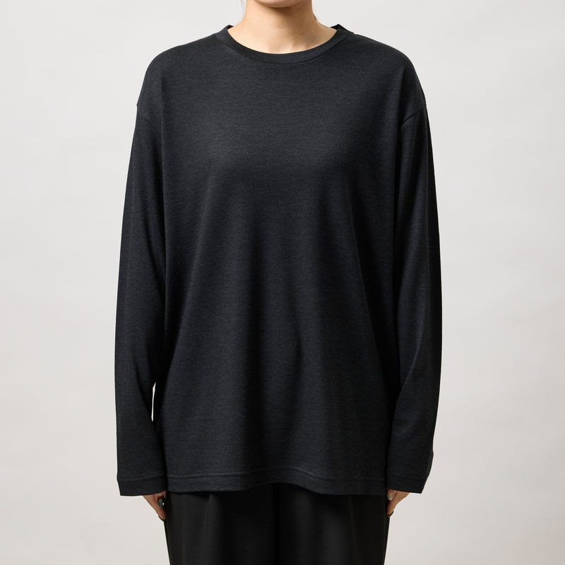 ウルトラファインメリノウール100%ロングスリーブTシャツ 13.5μ