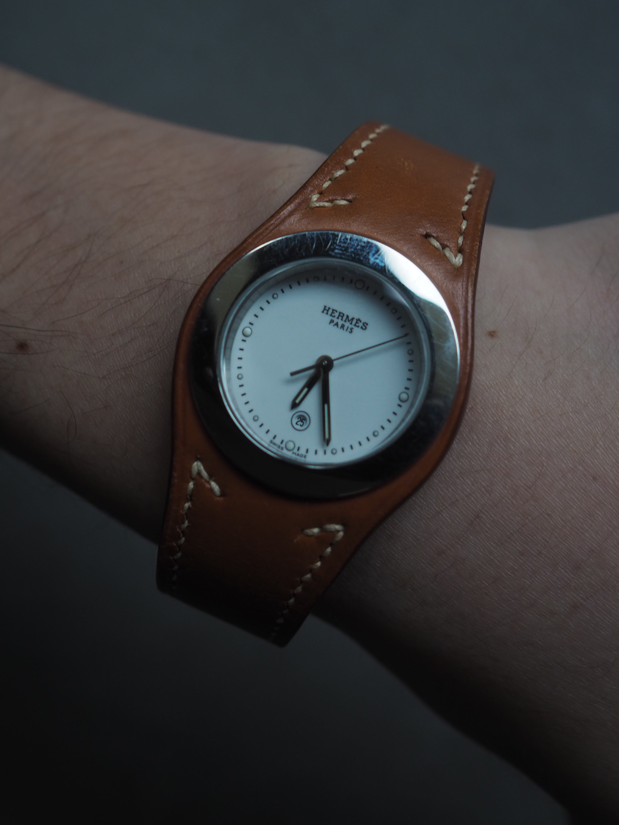 HERMES エルメス アーネ ウォッチ 腕時計 レザー ブラウン バンド