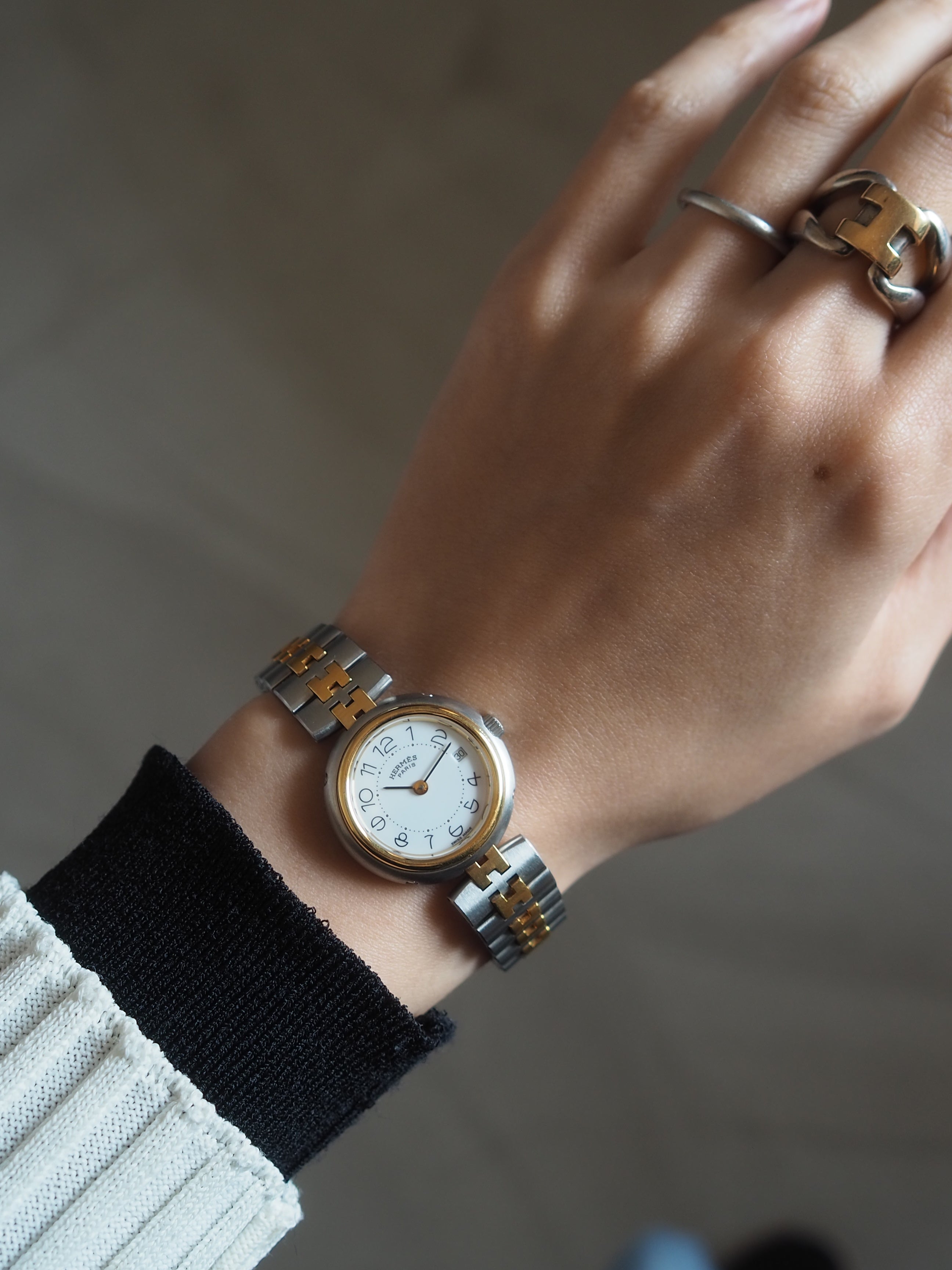 HERMES エルメス プロフィール ウォッチ 腕時計 コンビ シルバー