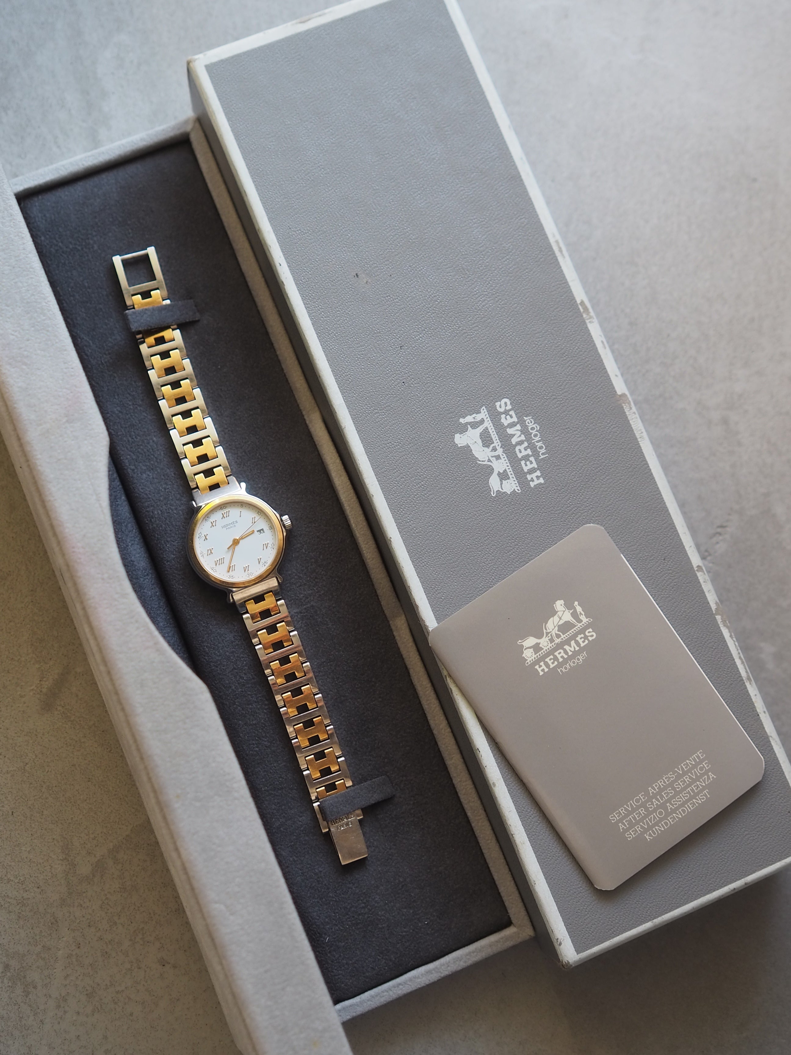 HERMES エルメス キャリック ウォッチ 腕時計 シルバー ゴールド