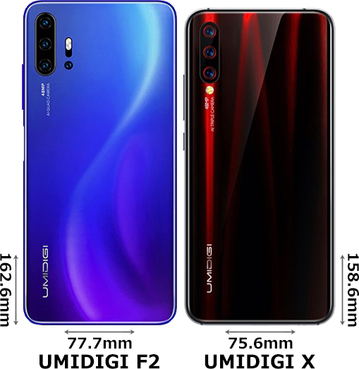 UMIDIGI F2」と「UMIDIGI X」の違い - フォトスク