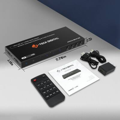 J Tech Digital 4K 30Hz 4x1 Quad HDMI Multiviewer, Seamless
