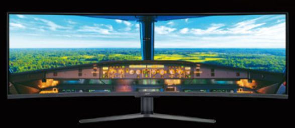 32:9のウルトラワイド湾曲ディスプレイで大迫力の映像とゲームの世界に
