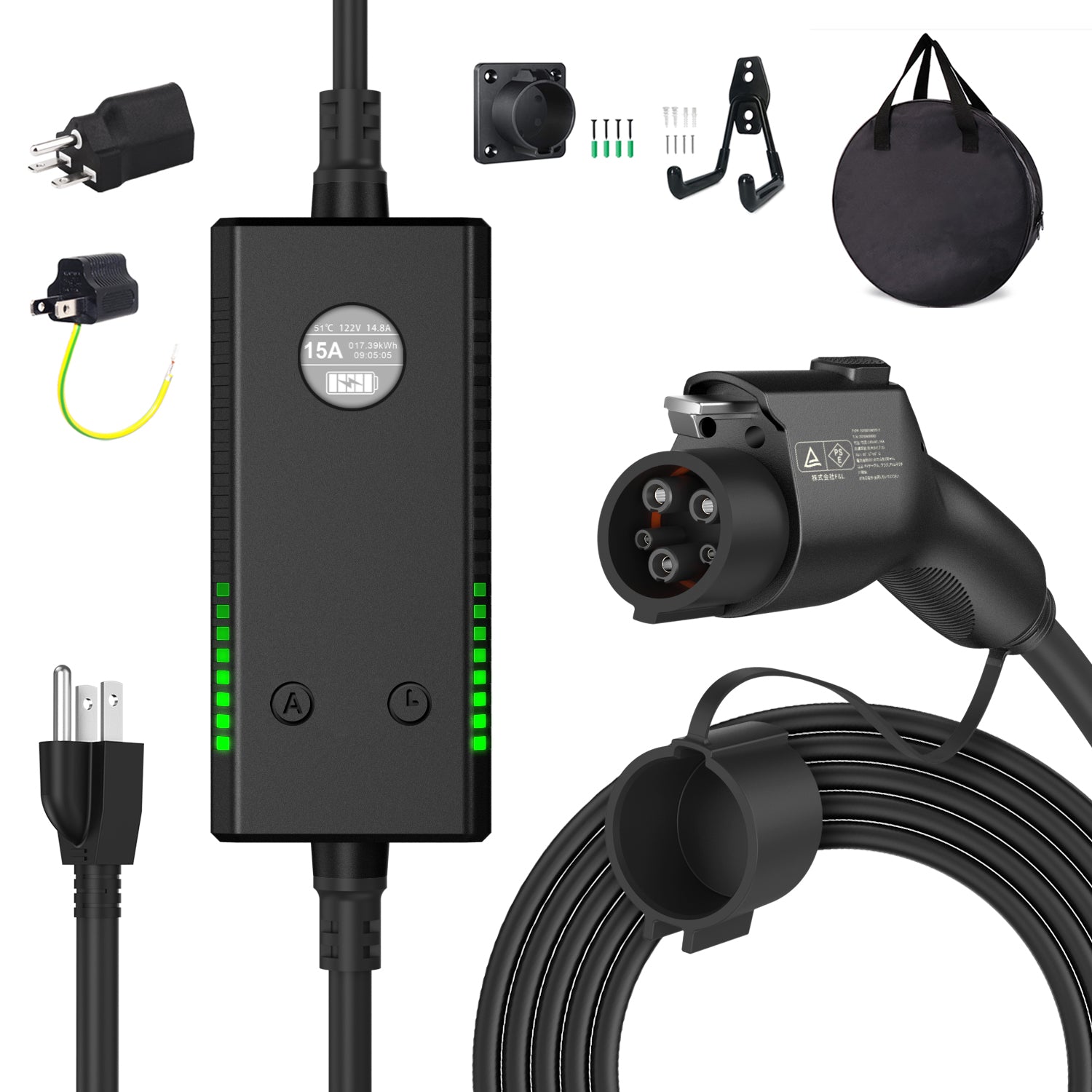 Qkcabo コンパクトで持ち運びに便利な電気自動車EV充電ケーブル 100